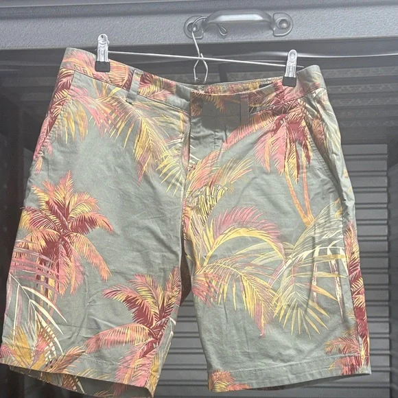 Bonobos Men's Palm Print Shorts - Green and Yellow - Picture 2 of 4